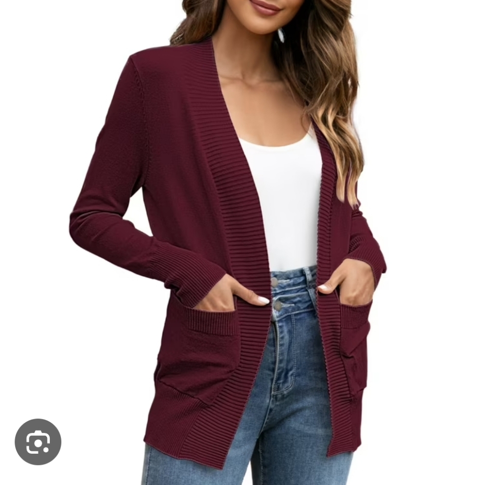 Fever M Open Longer Cardigan Fig Purple AM-2150